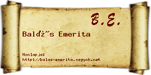 Balás Emerita névjegykártya
